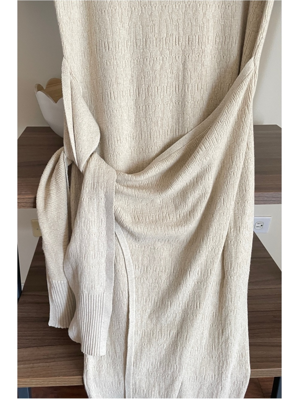 Modern Citizen Sleeveless Knit Tie-Waist Dress, Medium Oatmeal Color - Picture 6 of 16